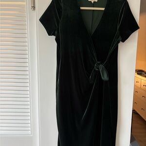 Madewell Deep Green Velvet Midi Dress